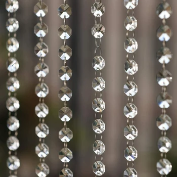 10M Akril Crystal Garland Gyémánt, Gyöngy Lóg Láncok Esküvői Dekoráció Csillár Helyszín Dekoráció Gyöngyös Függöny