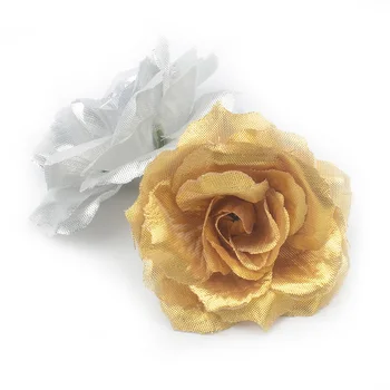 10db/sok 7cm Nagy Arany Selyem Mesterséges Rózsa a Virágok Fejét A Haza Esküvői Dekoráció DIY Kézműves Scrapbooking Kellékek