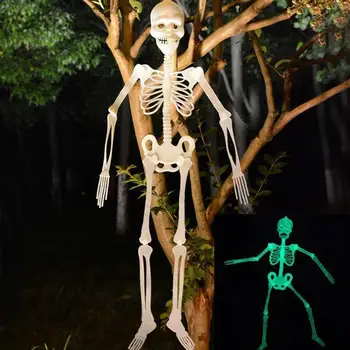 150cm Ijesztő DIY Világító Emberi Lóg Dekoráció Halloween Party Koponya Dekoráció Orvosi Tanulás Halloween Party Dekoráció Csontváz Művészet