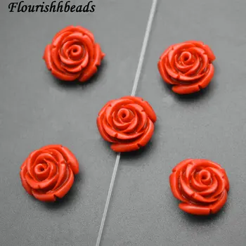 15mm Természetes Vörös Cinóber Faragott Rózsa Virág Kő Laza Gyöngyök 50pc tételenként Divat Ékszer Kellékek