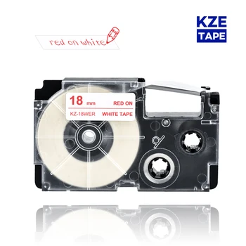 18mm Casio Piros, Fehér kompatibilis címke felvételeket XR18WER XR 18WER XR-18WER a KL-60 írógép KL-60SR KL120 EZ feliratozógép