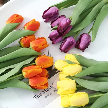 1DB Tulipán Mesterséges Virág Igazi Kapcsolatot Mesterséges Csokor Hamis Virág, Esküvői Dekoráció Virágok 9 Szín Haza Garen Dekoráció