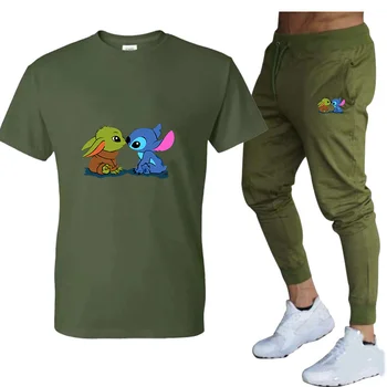 2021 forró eladó nyári póló nadrág öltöny alkalmi márka fitness, jogging, nadrág, póló, hip-hop divat, férfi sportruházat + nadrág