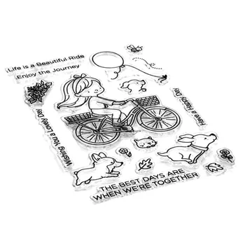 2021 Új Lány a Biciklizés Léggömb, Világos, Bélyegek, fémforgácsolás Meghal A Kézműves, Hogy Állati Corgi üdvözlőlap Scrapbooking