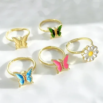 2022 Új Virág, Pillangó Fidget Gyűrű Spinner Gyűrűk Szabadon Forogni Anti Stressz, Szorongás Gyűrű Női nemesacél Gyűrű