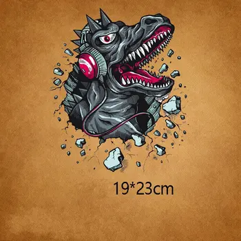 23x19cm Divat dinoszaurusz Vas a Foltok DIY hőátadás Ruha T-shirt Termál transzfer matrica Dekoráció Nyomtatás