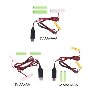 2in1 5V-os USB-3V Kettős LR6 LR03 Elem Tápegység Kábel Helyére 2x 1,5 V AA AAA Akkumulátor Eliminator a LED Játékok