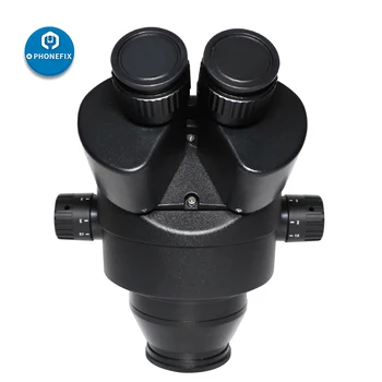 3.5 X-90X Simul fokális Trinocular Zoom Sztereó Mikroszkóp Fej Fekete szinkron Ipari Mikroszkóp Fej 0,5 x 2,0 x Kiegészítő Len