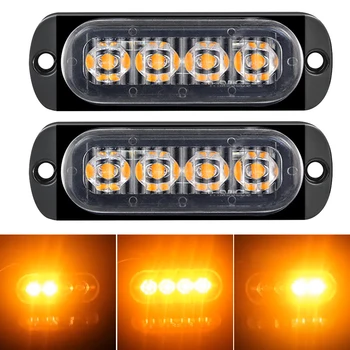 4LED Autó Villogó Figyelmeztetni Lámpa Autó Kamion Pótkocsi Beacon Lámpa LED Oldalon Fény Grill Villogó Bontás vészvilágítás Autó