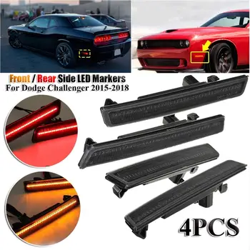 4db Meghatározott Első & Hátsó Oldalsó LED-Jelölő Sárga/Piros LED A Dodge Challenger 2015 2016 2017 2018-As Led lámpa Lámpák 68195788AB