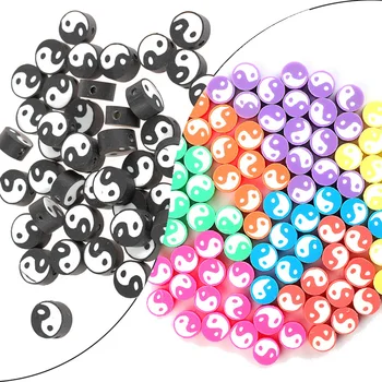 50pcs Tai Chi Laza Gyöngyök, A Karkötő, Nyaklánc Diy Ékszerek Készítése Agyagból Színes Yin Yang Távtartó Gyöngy DIY Gyöngyös Ékszert Találni