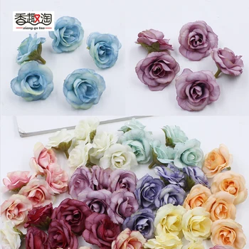 5db/zsák 4 cm mesterséges virágos selyem rózsa virág fejét lakodalom lakberendezési DIY koszorú scrapbook kézműves hamis virág