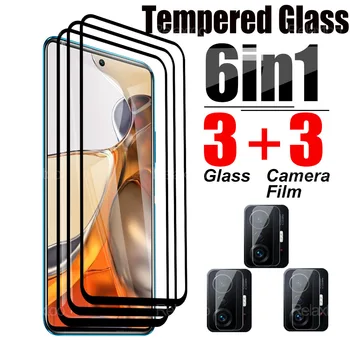 6IN1 Teljes Borító Edzett Üveg Védelem A Xiaomi 11T 10T 9T Pro Kamera Lencséje Üveg Telefon Képernyője Üvegből Xiami 11T 10T 9T Film
