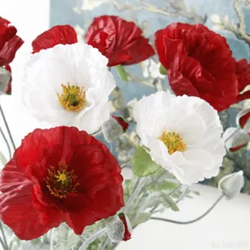 70cm Tavaszi 2 Fej Poppy művirágok DIY Esküvői Karácsonyi Party, Otthon Dekoráció, Selyem Virág Fal Anyagok
