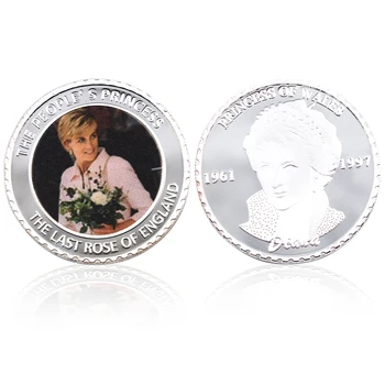 999.9 Ezüst Érme A Diana Hercegnő 20th Anniversary Fém Érme Az Utolsó Rózsa, Anglia Megemlékező Emlék Érme