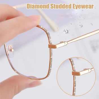 Anti Kék Fény, Szem, Szemüveg, Férfiak, Nők, Gyémánttal Kirakott Nagyméretű Szögletes Szemüveg Luxus Számítógépes Szemüveg Szemüveg