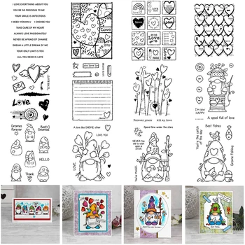 Aranyos Gnome Tiszta Bélyegzők Fém Vágó Meghal Diy Scrapbooking Fotóalbum Papír Kártya Dekoráció Dombornyomás Kézműves Bélyegek