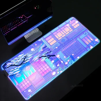 Aranyos Hold Táj Egér Pad XXL RGB Nagy Számítógép, Szőnyeg Asztal Mat LED Aranyos Rózsaszín Gaming Mouse Pad PC Gamer Billentyűzet Pad