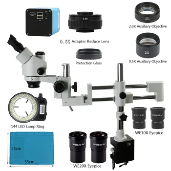 Autofókusz HDMI Kamera, 3.5 X-90X Simul Fokális Trinocular Sztereó Mikroszkóp Dupla Bumm Csuklós Kar Pillér Fogó 0,5 X 2,0 X Lencse
