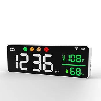 CO2-Mérő, Digitális Hőmérséklet-Páratartalom-Érzékelő LCD kijelző Teszter Levegő Minősége Monitor Fali Szén-Dioxid-Érzékelő Riasztó