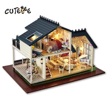 CUTEBEE babaház Miniatűr DIY Babaház A Bútorok Fából készült Ház Játékok Gyerekeknek, Születésnapi Ajándék, PROVENCE A032