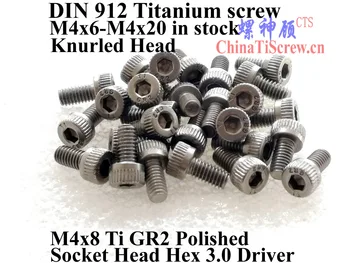 DIN 912 M4 Titán csavarokat M4x4 M4x5 M4x6 M4x8 M4x10 M4x12 M4x14 M4x16 M4x20 kulcsnyílású hex 3.0 Illesztőprogram Polírozott