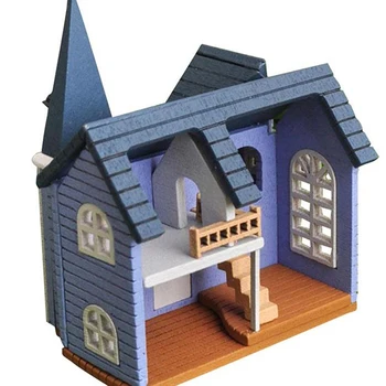 DIY Mesebeli Város Ház Mini Fa Babák Miniatűr Tartozékok Kézműipari Épület Össze Játék, Kézműves Bútor Szett