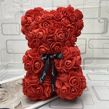 Divat 25cm Szilárd Romantikus Aranyos Rose Medve Virágok, Esküvői Dekoráció, Party Valentin-Napi Ajándékot Barátnője