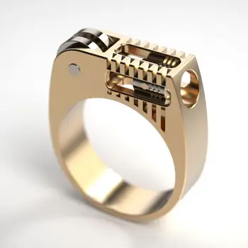 Divat Ékszer kétszínű Arany Üreges Egyedi Geometriai Gép Gyűrűk a Nők, a Férfiak a Legjobb Ajándék