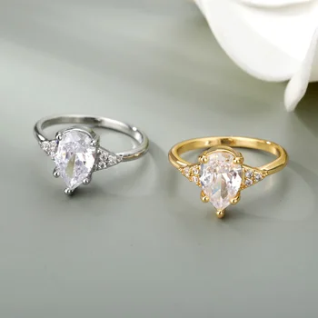 Egyedi Esküvői Gyűrű A Nők Egyszerű Ovális Cirkon Világos Arany Szín Nagykereskedelmi Menyasszony JewelryStranger Dolog A Barátság Ajándék