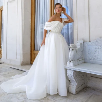 Egyszerű 2022 Édesem Le Vállon Varrott Csipke Vissza Esküvői Ruha Menyasszonyi Ruhák Vestido De Noiva Rendelésre Készült