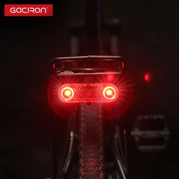 GACIRON Kerékpár Rakomány Rack Lámpa Okos Fék Figyelmeztető Lámpa Hátsó Csomagtartóba Szerelhető 60Lm 100Hrs 6 Módok USB Töltés Fény Visszaverő