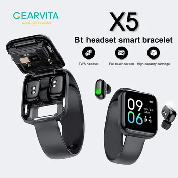 GEARVITA Intelligens Karóra TWS Fülhallgató Aktív zajcsökkentés pulzusszám, Vérnyomás/Oxigén Hívás Zene testhőmérséklet Smartwatch