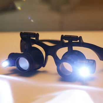 Hordozható Objektív Megfigyelés Nagyító Fejpánt Szemüveg Fejét Rajta Nagyító Szemüveg LED Megfigyelés Fejpánt