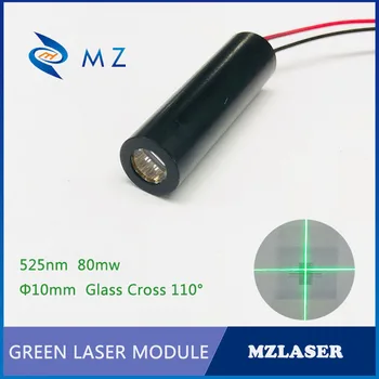 Kereszt Zöld lézer modul 10mm 520nm80mw 110degree Ipari APC Meghajtó üveg lencse Kereszt Zöld Lézer