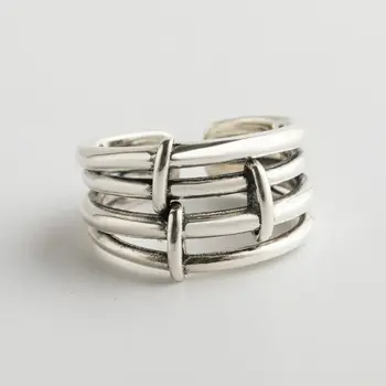 MEYRROYU 925 Sterling Ezüst Új Divat Geometriai többrétegű Kanyargós Gyűrűk Egyszerű, Szülinapi Parti Ékszer Gyűrű