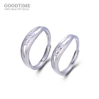 Nemes Pár Gyűrű Szerető Gyűrűk Tiszta 925 Sterling Ezüst Ékszer Cirkon házassági Évforduló Nyitva Gyűrűk Valentin Napi Ajándék