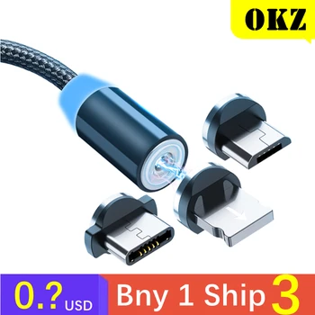 OKZ 2M Mágneses Kábel Micro-USB-C Típusú Töltő Az Android Telefonok Gyors Töltés Mágnes Charge Kábel iPhone 12 11 Pro XS Max