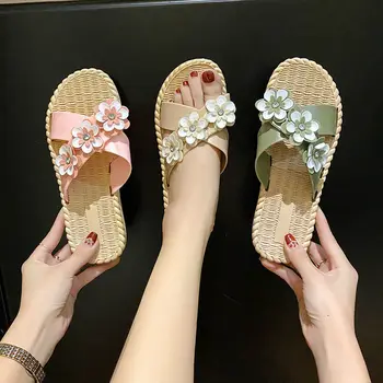 Papucs női nyári viselet az új koreai divat strand cipő, virág, király papucs csúszásmentes lapos aljú sokoldalú papucs