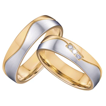 SZERETET Szövetség gyűrűk beállítva a férfiak, mind a nők Arany Szín az övé megfelelő évforduló házasság pár gyűrű