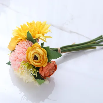 Szegfű Szimuláció Koreai Kezében Kis Csokor Selyem Rózsa Hamis Artifical Virág Haza Nappali Asztal Esküvő Dekoráció