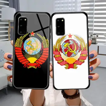 Szovjetunió SZOVJETUNIÓ Zászló Telefon Esetében Edzett Üveg Samsung S20 Plusz S7 S8 S9 S10E Plusz Megjegyzés 8 9 10 Plusz A7 2018