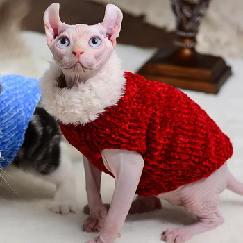 Szőrtelen macska szfinx macska ruhák, kézzel készült pulóver, meleg őszi-téli mellény