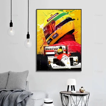 Sárga Versenyző Játékos F1 Modern Vászon Festmény, Poszter Absztrakt HD Nyomatok Moduláris Wall Art Képek Nappali, Hálószoba Keret