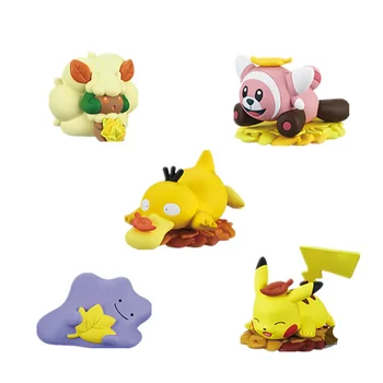 TAKARA TOMY Gacha Pokemon Őszi Levelek Pikachu Psyduck Élelmiszer Játék Játékok