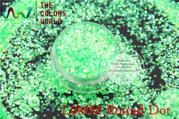 TCR51 Amerikai Fantasy Színjátszó Zöld színű csillogó por Kerek Dot Alakú köröm vagy más DIY dekoráció
