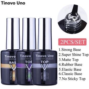 Tinovo Uno 2 DB/Készlet alapozás Felső Kabát 12ml Zselés Körömlakk Szett UV Rugalmas Erős, Manikűr, Gél Lakk Világos Alapozó Köröm Art