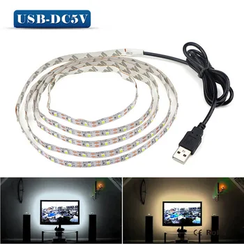 USB-Kábel Power LED szalag fény 5V 0,5 M-5M SMD 2835 Karácsonyi asztal Dekoráció lámpa szalag Szoba Parti Bár, TV Háttér Világítás