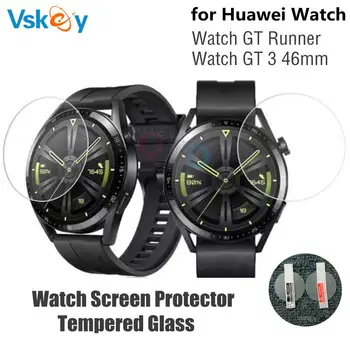 VSKEY 10DB Smart Óra képernyővédő fólia Huawei Óra GT 3 46mm GT Futó Kör Edzett Üveg Anti-Semmiből Védőfólia
