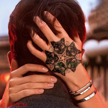 Vízálló Ideiglenes Tetoválás Matrica Öt Fejét Macskák Hold Hamis Tatto Flash Tetoválás vissza a kéz-láb tatouage a Lány, Nők, Férfiak
